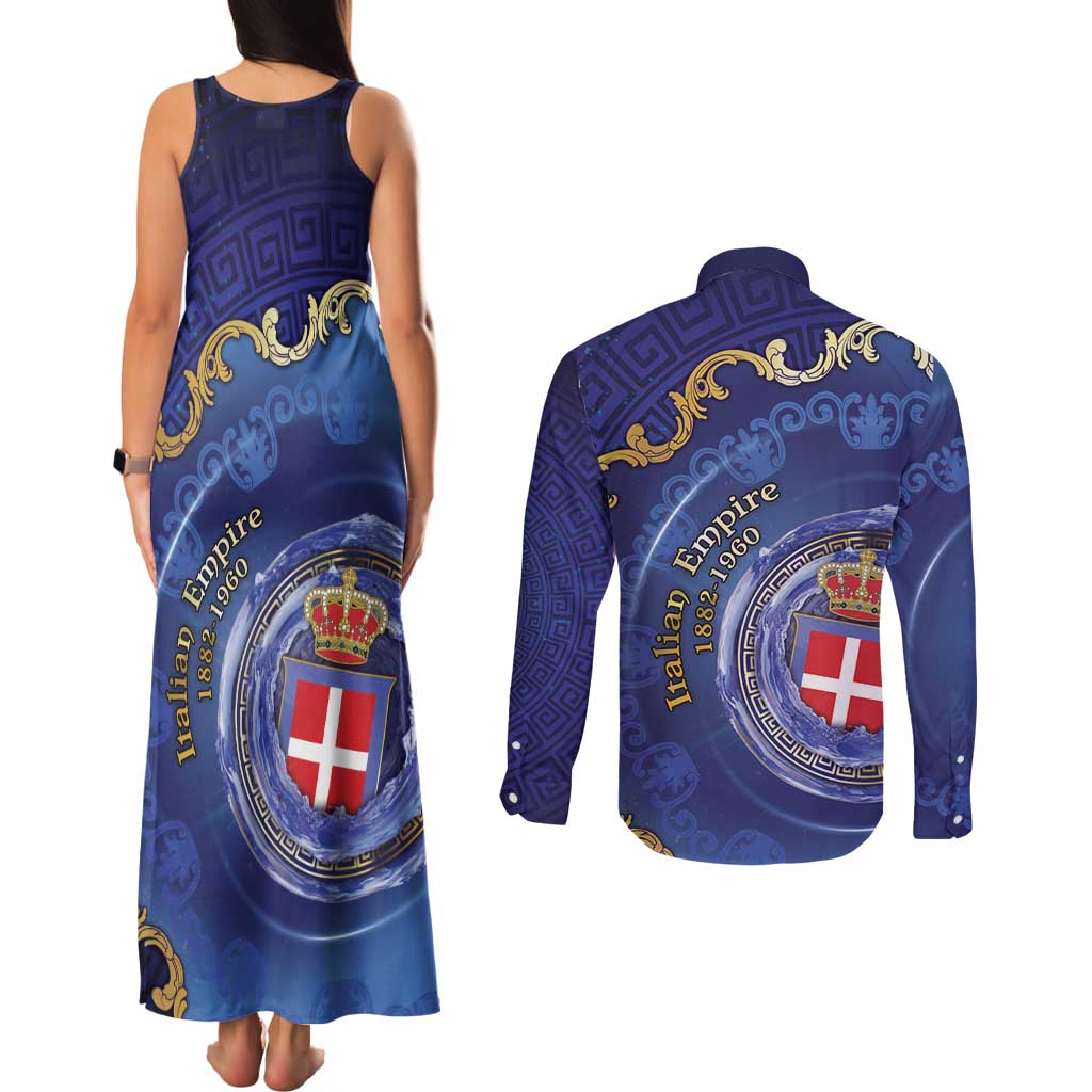 Italian Empire Couples Matching Tank Maxi Dress and Long Sleeve Button Shirt Concept Of Mare Nostrum - Wonder Print Shop
