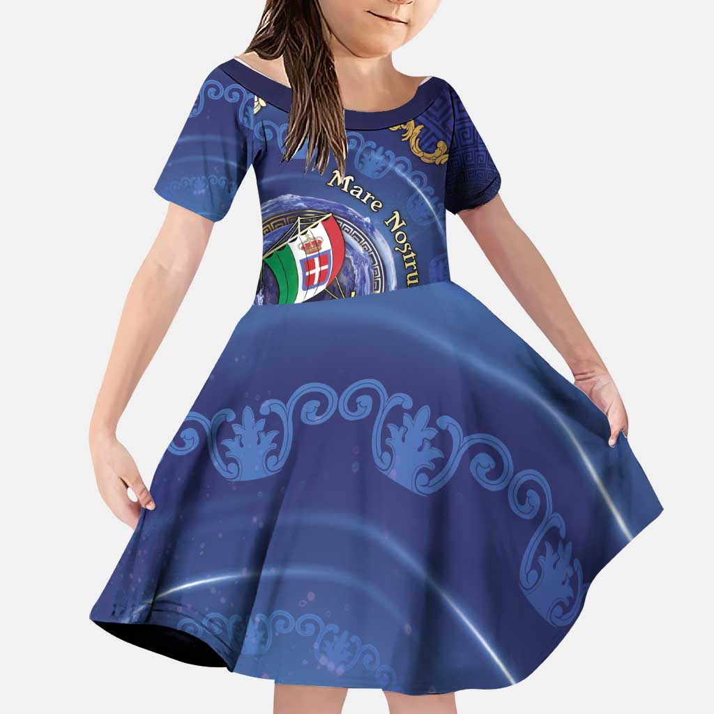 Italian Empire Family Matching Long Sleeve Bodycon Dress and Hawaiian Shirt Concept Of Mare Nostrum - Wonder Print Shop