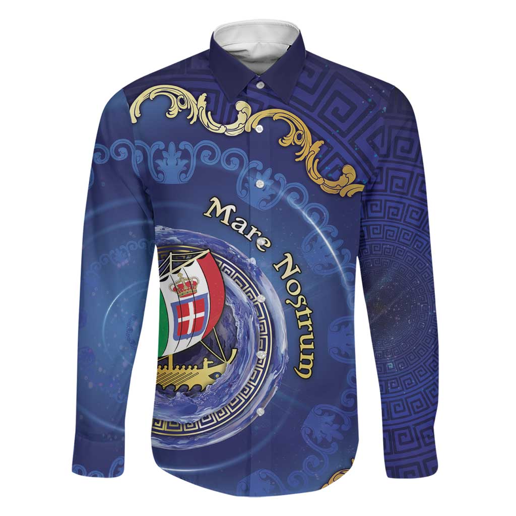 Italian Empire Family Matching Long Sleeve Bodycon Dress and Hawaiian Shirt Concept Of Mare Nostrum - Wonder Print Shop