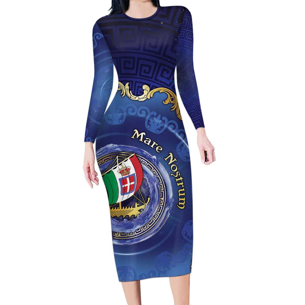 Italian Empire Family Matching Long Sleeve Bodycon Dress and Hawaiian Shirt Concept Of Mare Nostrum - Wonder Print Shop