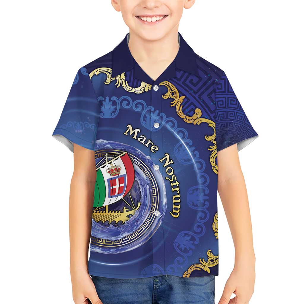 Italian Empire Family Matching Long Sleeve Bodycon Dress and Hawaiian Shirt Concept Of Mare Nostrum - Wonder Print Shop