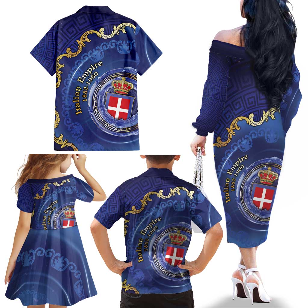 Italian Empire Family Matching Off The Shoulder Long Sleeve Dress and Hawaiian Shirt Concept Of Mare Nostrum - Wonder Print Shop