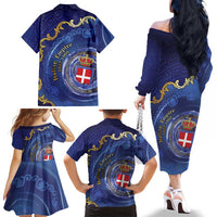 Italian Empire Family Matching Off The Shoulder Long Sleeve Dress and Hawaiian Shirt Concept Of Mare Nostrum - Wonder Print Shop