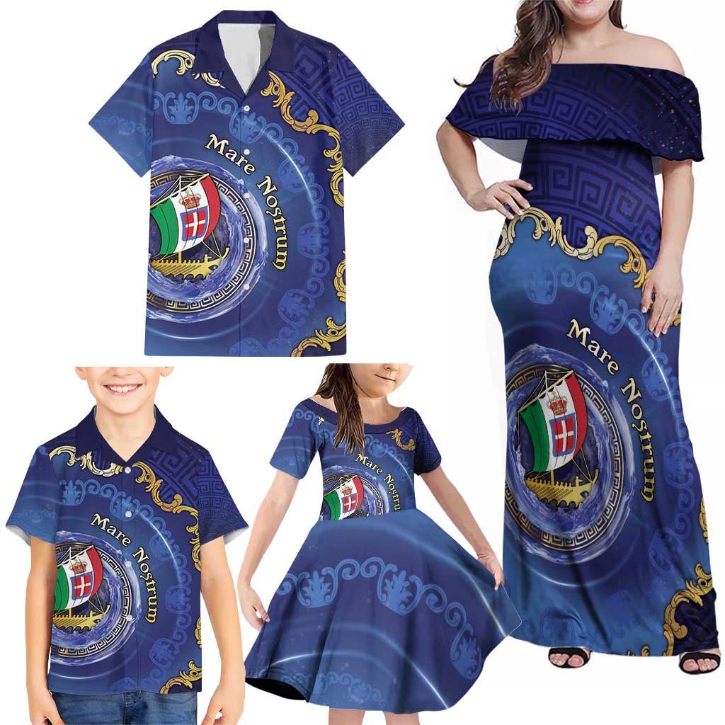 Italian Empire Family Matching Off Shoulder Maxi Dress and Hawaiian Shirt Concept Of Mare Nostrum - Wonder Print Shop