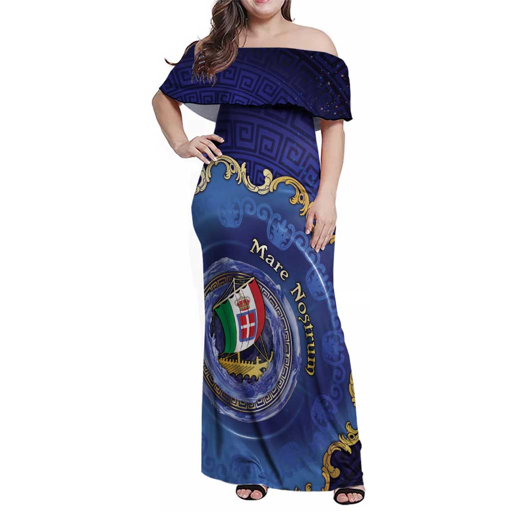 Italian Empire Family Matching Off Shoulder Maxi Dress and Hawaiian Shirt Concept Of Mare Nostrum - Wonder Print Shop