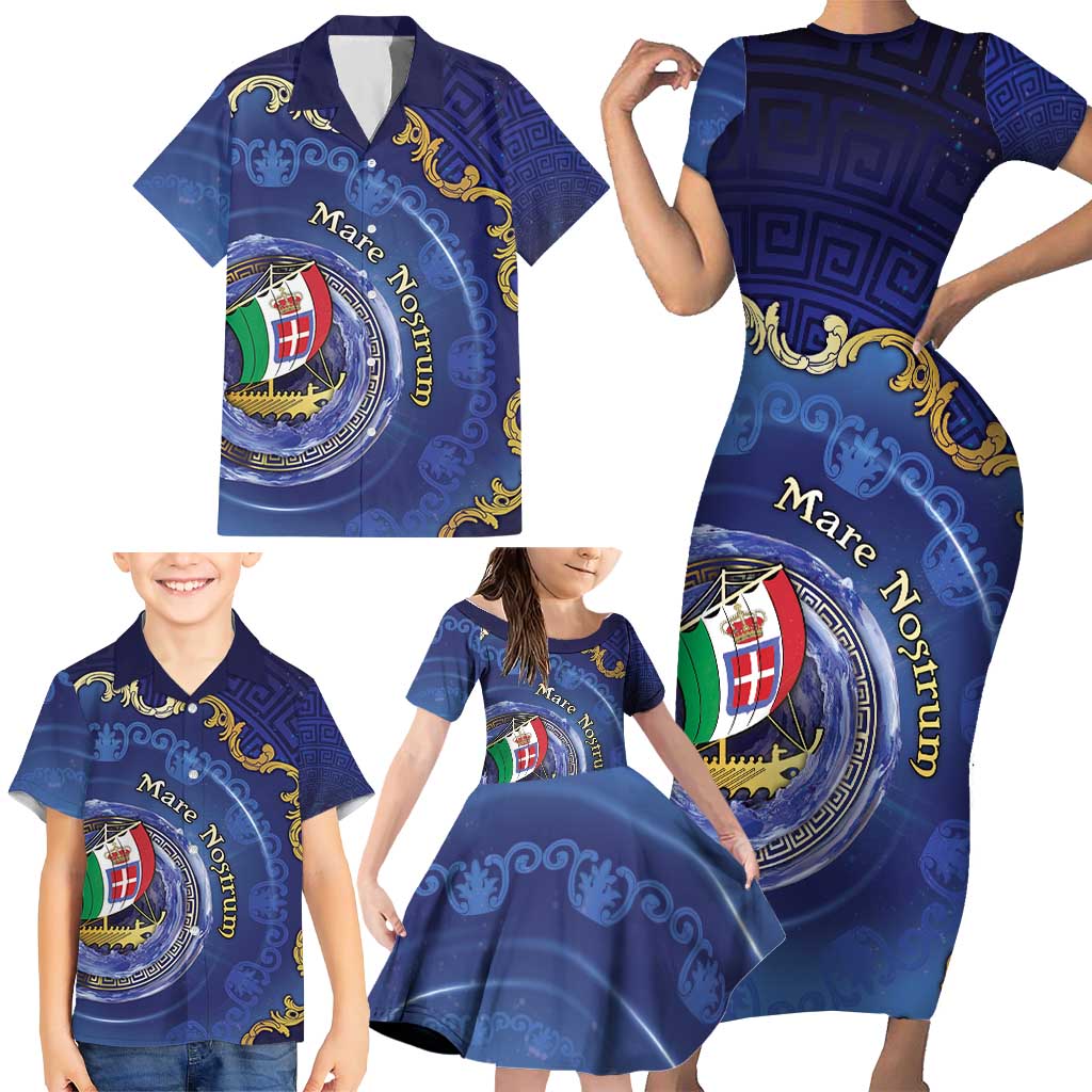Italian Empire Family Matching Short Sleeve Bodycon Dress and Hawaiian Shirt Concept Of Mare Nostrum - Wonder Print Shop