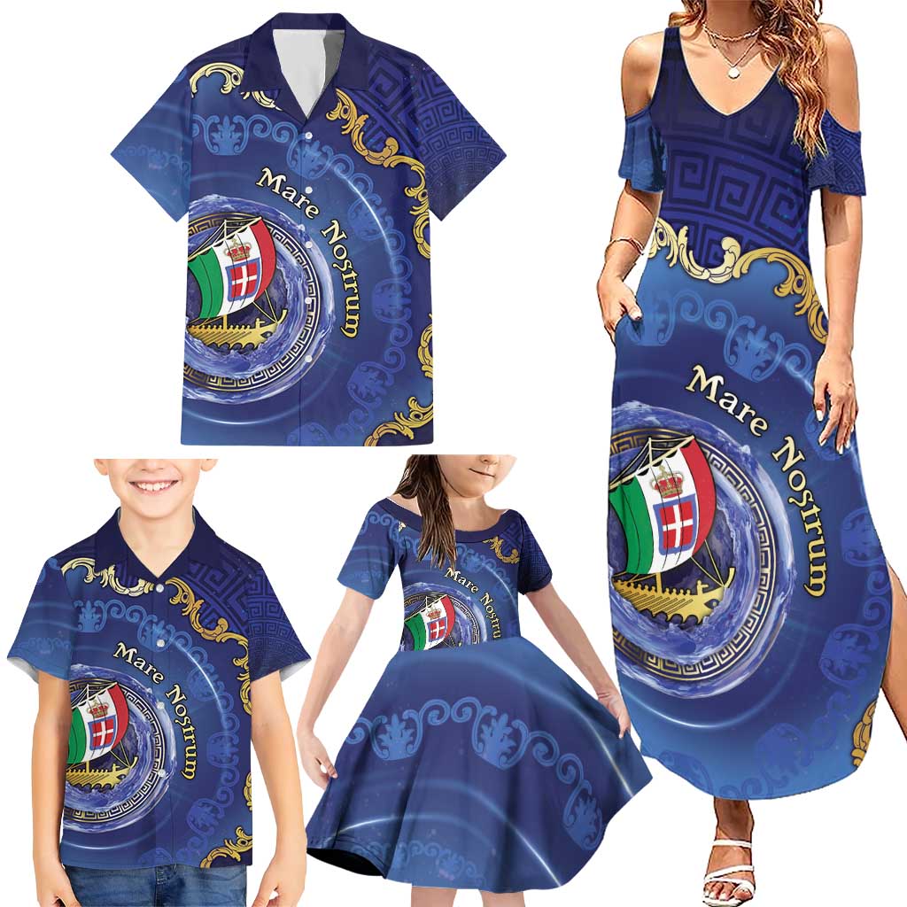 Italian Empire Family Matching Summer Maxi Dress and Hawaiian Shirt Concept Of Mare Nostrum - Wonder Print Shop