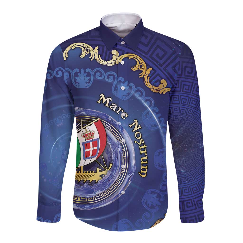 Italian Empire Long Sleeve Button Shirt Concept Of Mare Nostrum - Wonder Print Shop