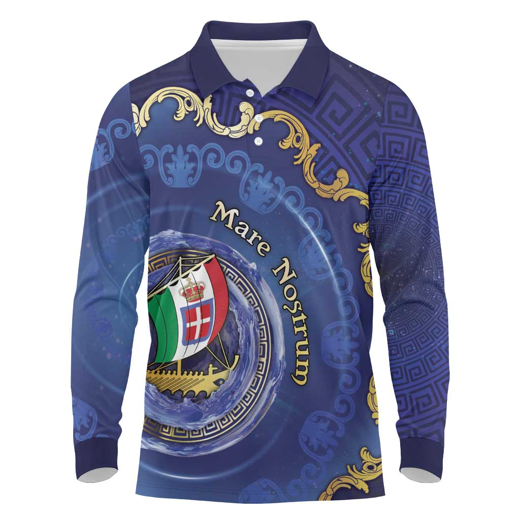 Italian Empire Long Sleeve Polo Shirt Concept Of Mare Nostrum - Wonder Print Shop