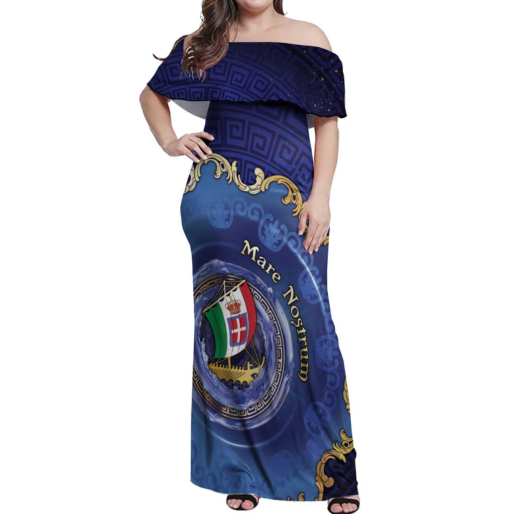 Italian Empire Off Shoulder Maxi Dress Concept Of Mare Nostrum - Wonder Print Shop