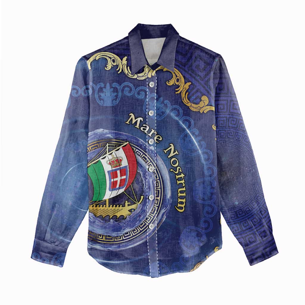 Italian Empire Women Casual Shirt Concept Of Mare Nostrum - Wonder Print Shop