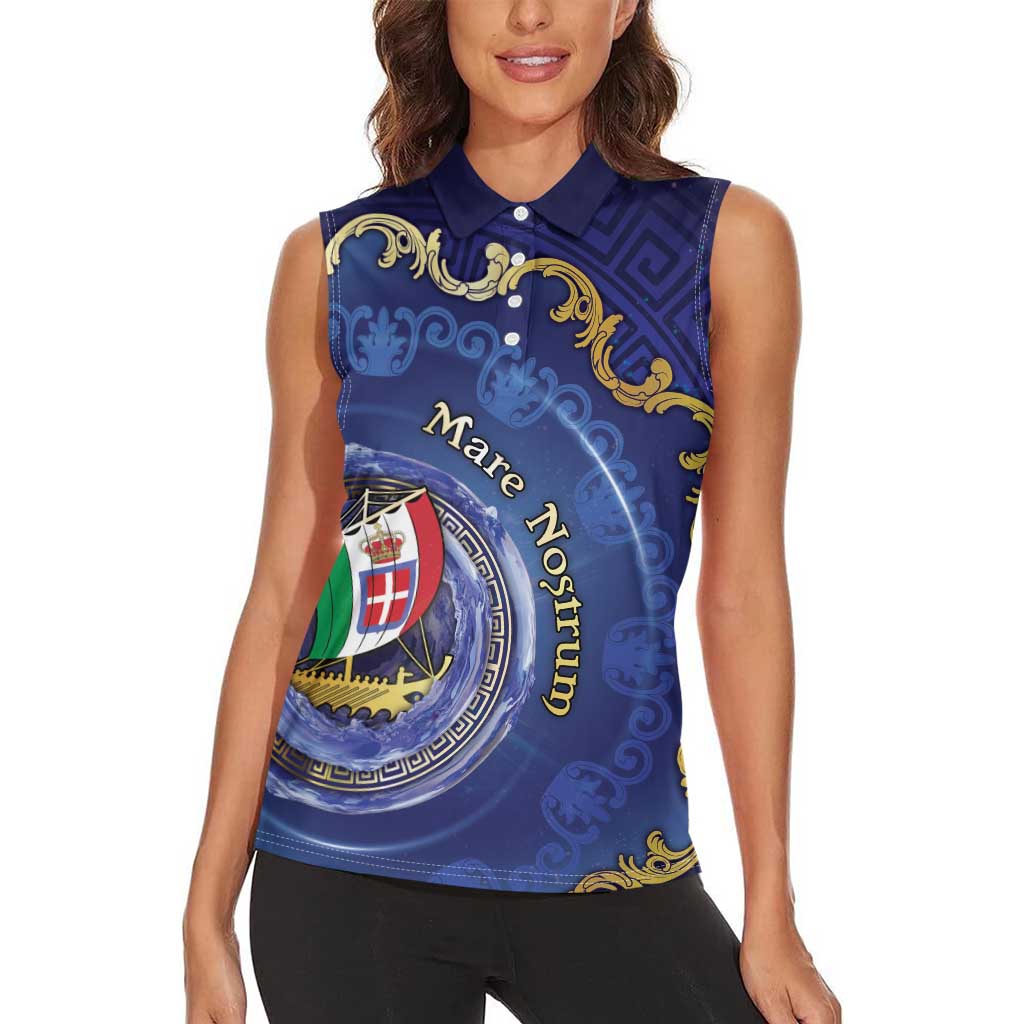 Italian Empire Women Sleeveless Polo Shirt Concept Of Mare Nostrum - Wonder Print Shop