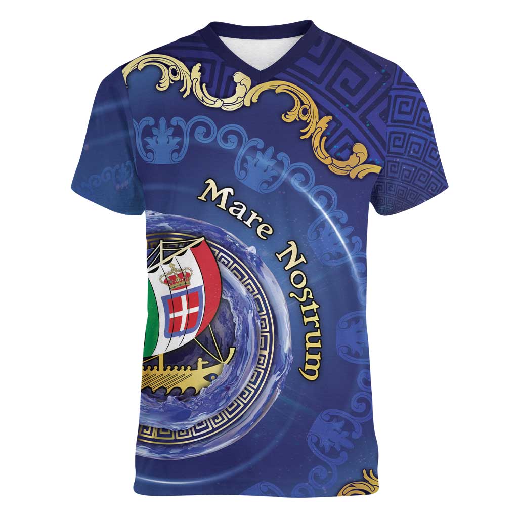 Italian Empire Women V-Neck T-Shirt Concept Of Mare Nostrum - Wonder Print Shop