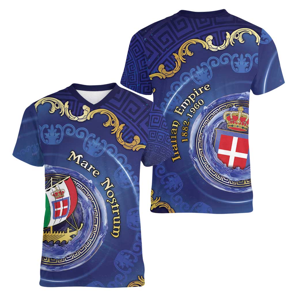 Italian Empire Women V-Neck T-Shirt Concept Of Mare Nostrum - Wonder Print Shop