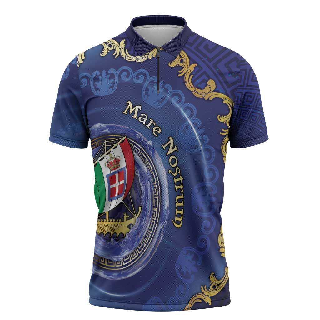 Italian Empire Zipper Polo Shirt Concept Of Mare Nostrum - Wonder Print Shop