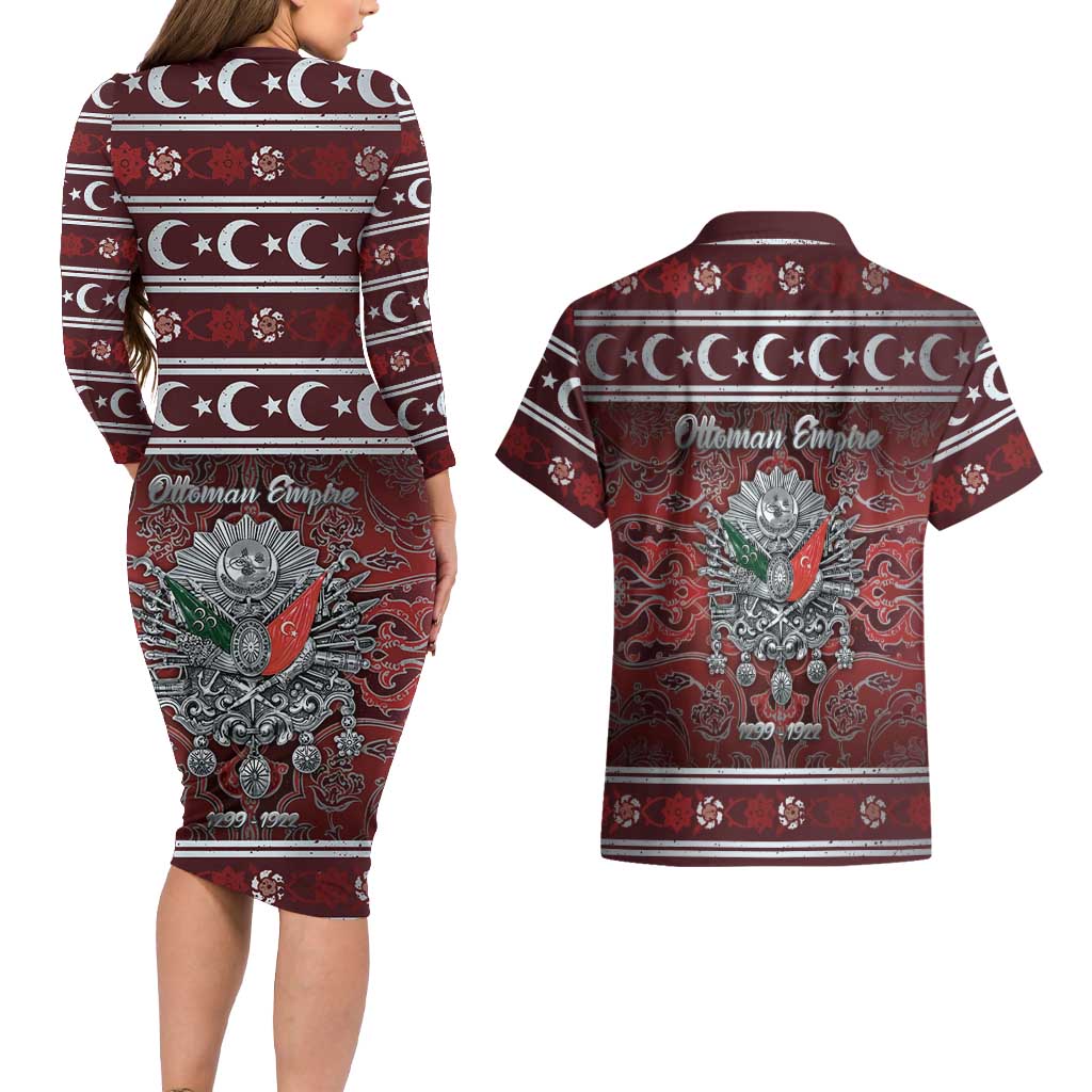 Ottoman Empire Couples Matching Long Sleeve Bodycon Dress and Hawaiian Shirt The Eternal State - Wonder Print Shop