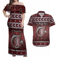 Ottoman Empire Couples Matching Off Shoulder Maxi Dress and Hawaiian Shirt The Eternal State - Wonder Print Shop