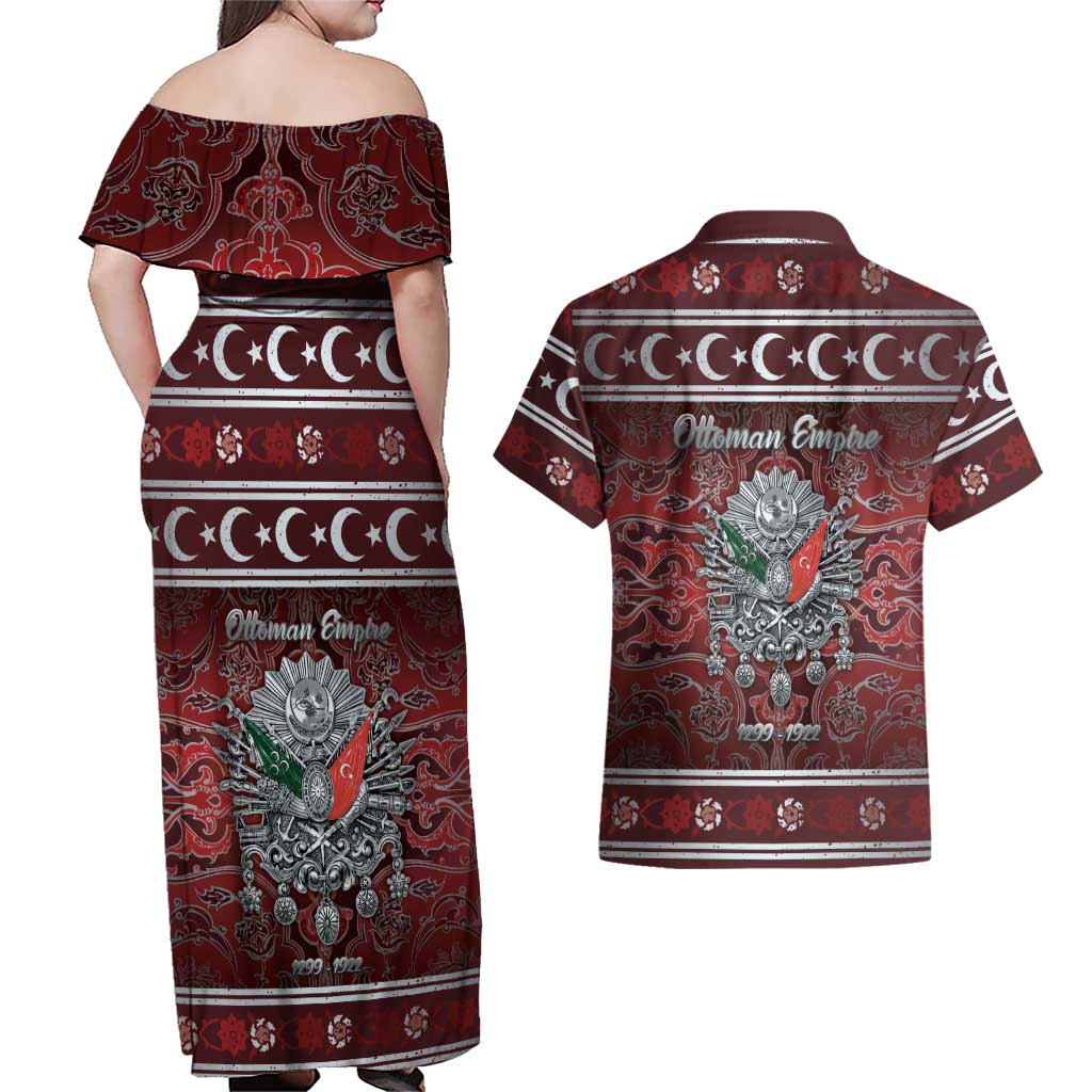 Ottoman Empire Couples Matching Off Shoulder Maxi Dress and Hawaiian Shirt The Eternal State - Wonder Print Shop
