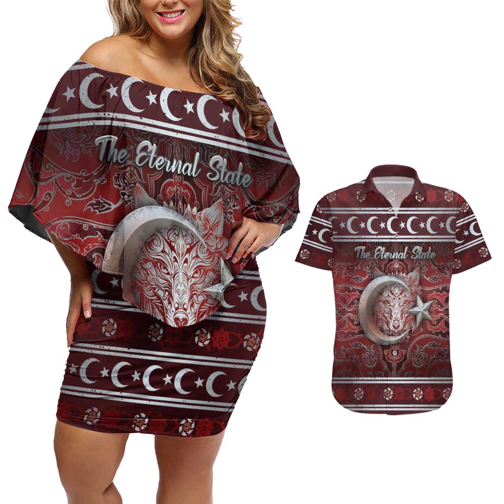 Ottoman Empire Couples Matching Off Shoulder Short Dress and Hawaiian Shirt The Eternal State - Wonder Print Shop