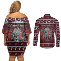 Ottoman Empire Couples Matching Off Shoulder Short Dress and Long Sleeve Button Shirt The Eternal State - Wonder Print Shop