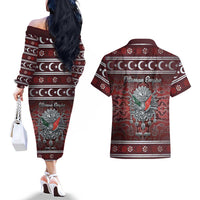 Ottoman Empire Couples Matching Off The Shoulder Long Sleeve Dress and Hawaiian Shirt The Eternal State - Wonder Print Shop