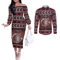 Ottoman Empire Couples Matching Off The Shoulder Long Sleeve Dress and Long Sleeve Button Shirt The Eternal State - Wonder Print Shop