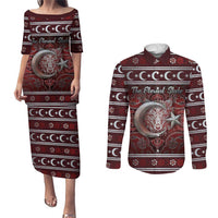 Ottoman Empire Couples Matching Puletasi and Long Sleeve Button Shirt The Eternal State - Wonder Print Shop
