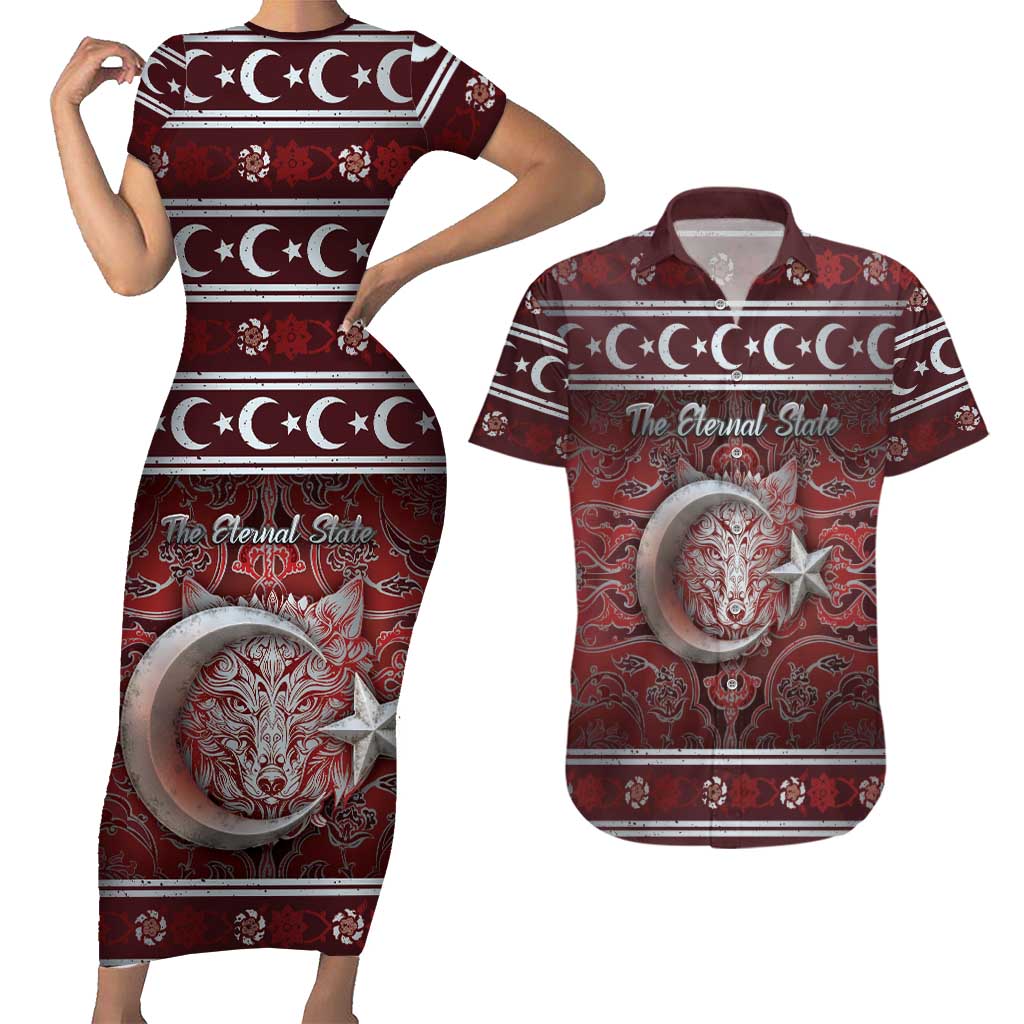 Ottoman Empire Couples Matching Short Sleeve Bodycon Dress and Hawaiian Shirt The Eternal State - Wonder Print Shop