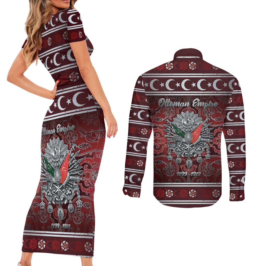 Ottoman Empire Couples Matching Short Sleeve Bodycon Dress and Long Sleeve Button Shirt The Eternal State - Wonder Print Shop