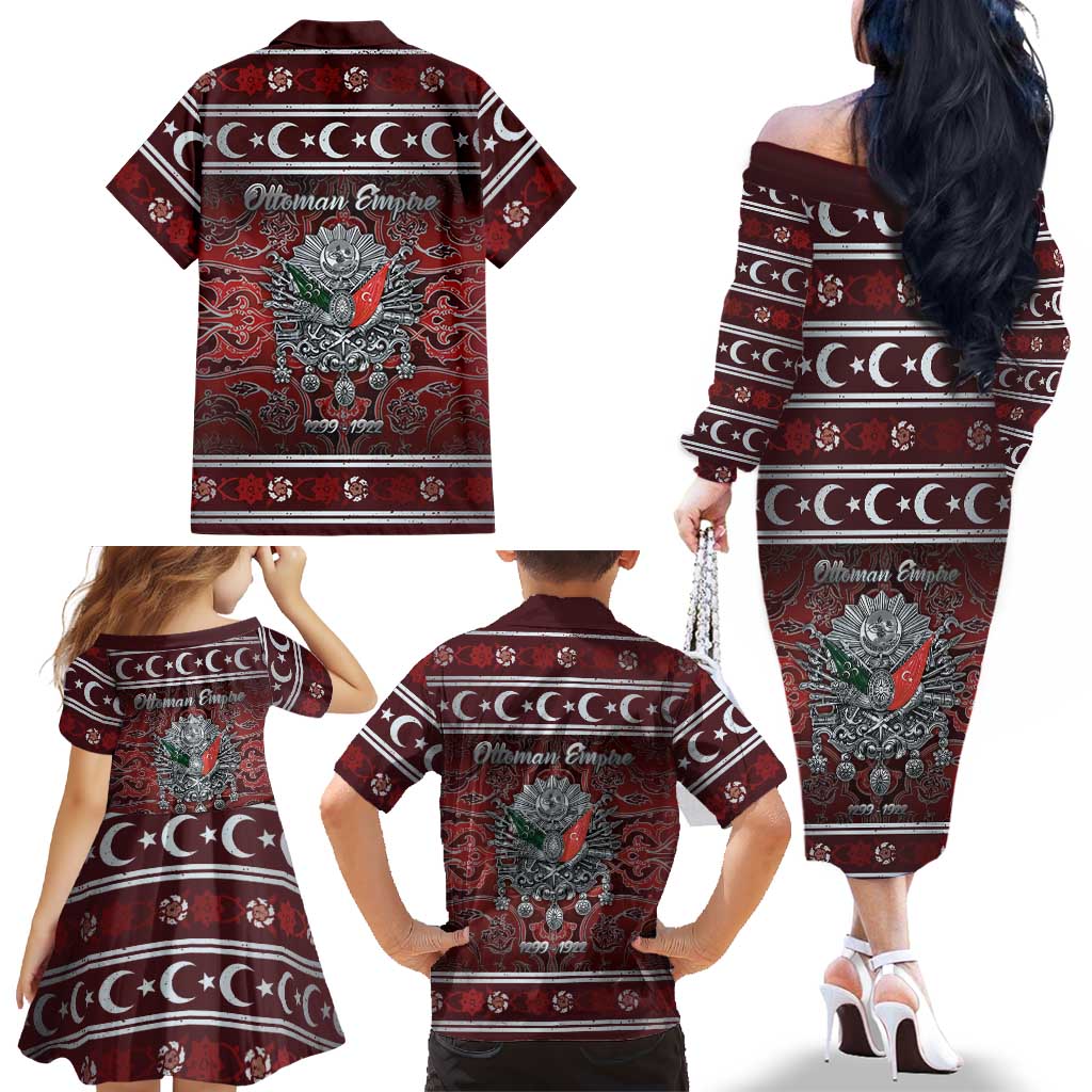 Ottoman Empire Family Matching Off The Shoulder Long Sleeve Dress and Hawaiian Shirt The Eternal State - Wonder Print Shop