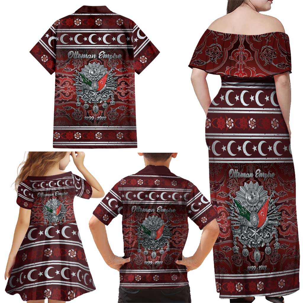 Ottoman Empire Family Matching Off Shoulder Maxi Dress and Hawaiian Shirt The Eternal State - Wonder Print Shop
