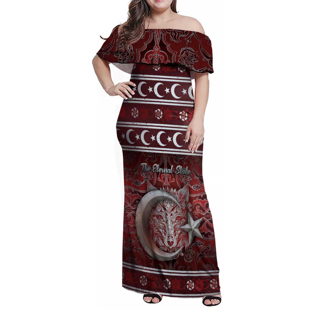 Ottoman Empire Family Matching Off Shoulder Maxi Dress and Hawaiian Shirt The Eternal State - Wonder Print Shop