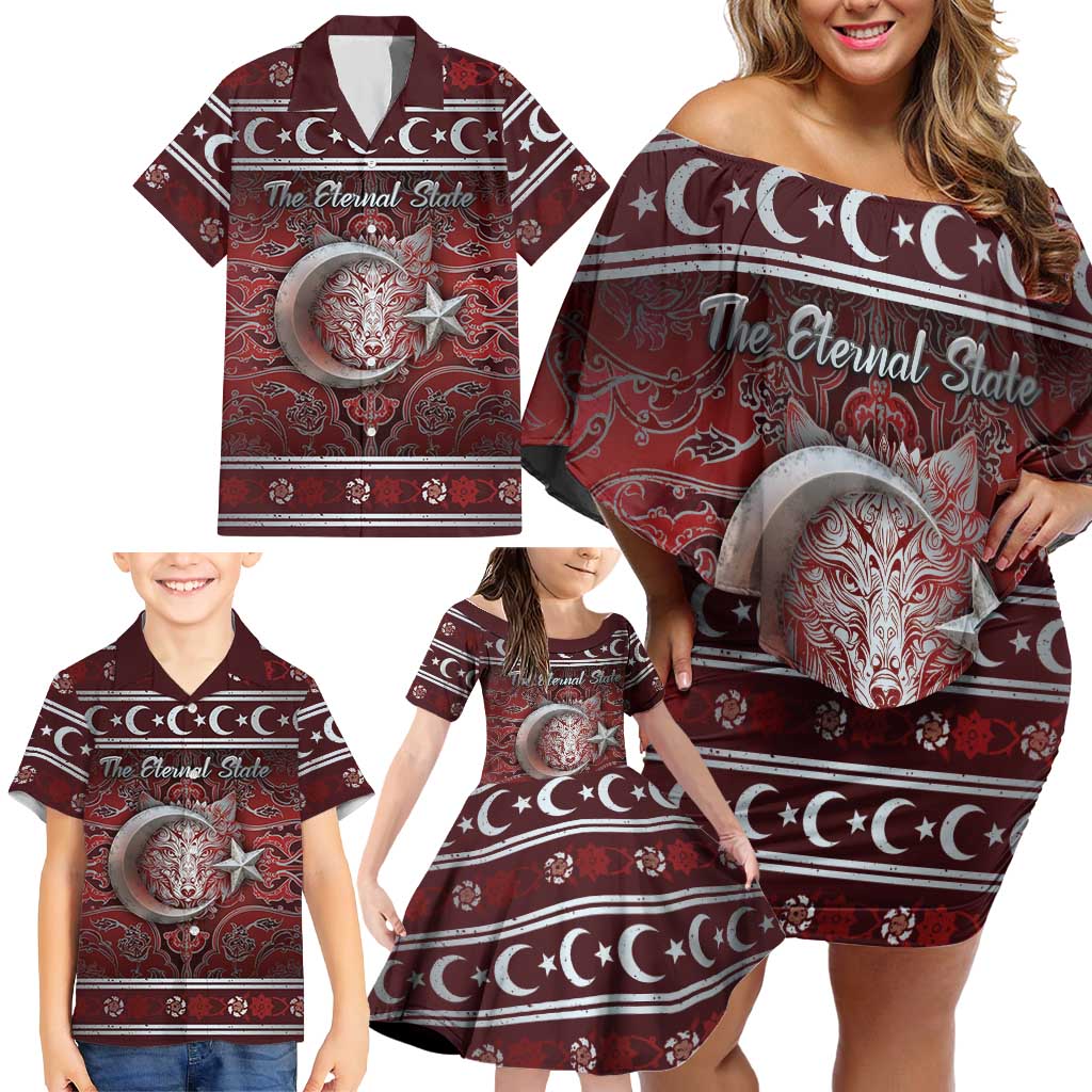 Ottoman Empire Family Matching Off Shoulder Short Dress and Hawaiian Shirt The Eternal State - Wonder Print Shop