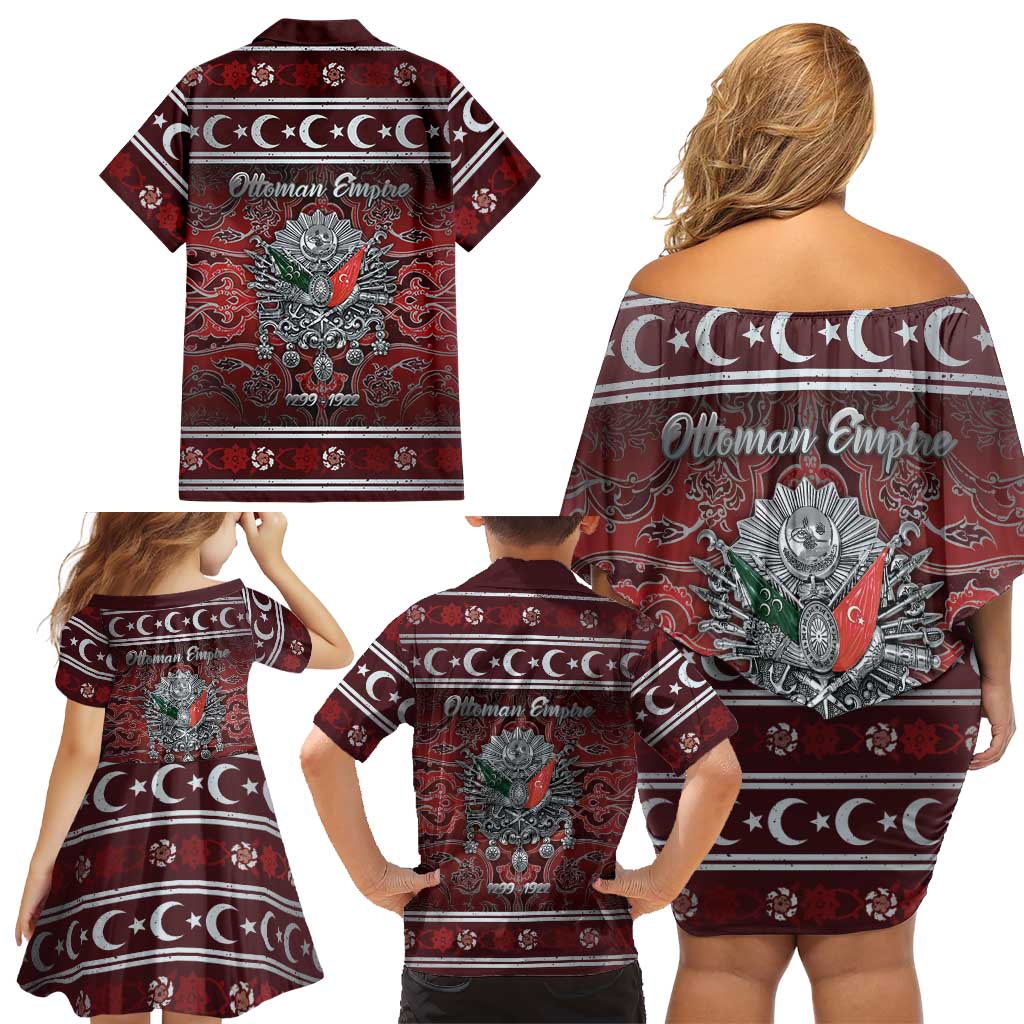Ottoman Empire Family Matching Off Shoulder Short Dress and Hawaiian Shirt The Eternal State - Wonder Print Shop