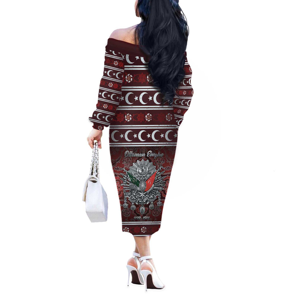 Ottoman Empire Off The Shoulder Long Sleeve Dress The Eternal State - Wonder Print Shop