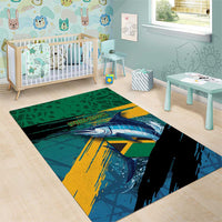 Afro-Jamaicans Fishing Area Rug Blue Marlin Fish