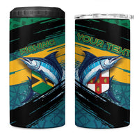 Personalized Afro-Jamaicans Fishing 4 in 1 Can Cooler Tumbler Blue Marlin Fish