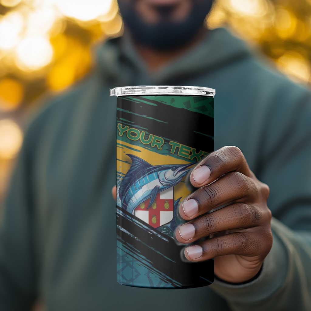 Personalized Afro-Jamaicans Fishing 4 in 1 Can Cooler Tumbler Blue Marlin Fish