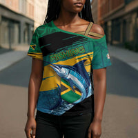 Personalized Afro-Jamaicans Fishing Cross Shoulder Shirt Blue Marlin Fish