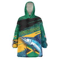 Personalized Afro-Jamaicans Fishing Kid Wearable Blanket Hoodie Blue Marlin Fish