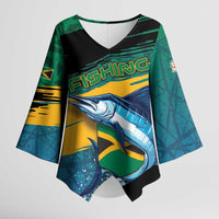 Personalized Afro-Jamaicans Fishing Kimono Sleeve Blouse Blue Marlin Fish