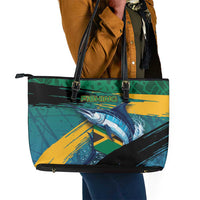 Afro-Jamaicans Fishing Leather Tote Bag Blue Marlin Fish
