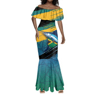 Personalized Afro-Jamaicans Fishing Mermaid Dress Blue Marlin Fish