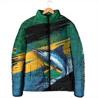 Personalized Afro-Jamaicans Fishing Padded Jacket Blue Marlin Fish