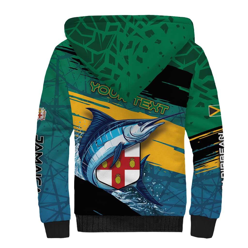 Personalized Afro-Jamaicans Fishing Sherpa Hoodie Blue Marlin Fish