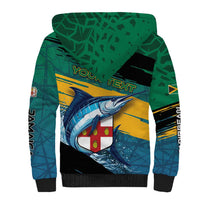 Personalized Afro-Jamaicans Fishing Sherpa Hoodie Blue Marlin Fish