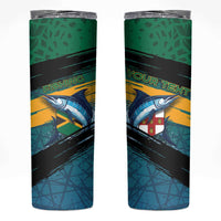 Personalized Afro-Jamaicans Fishing Skinny Tumbler Blue Marlin Fish