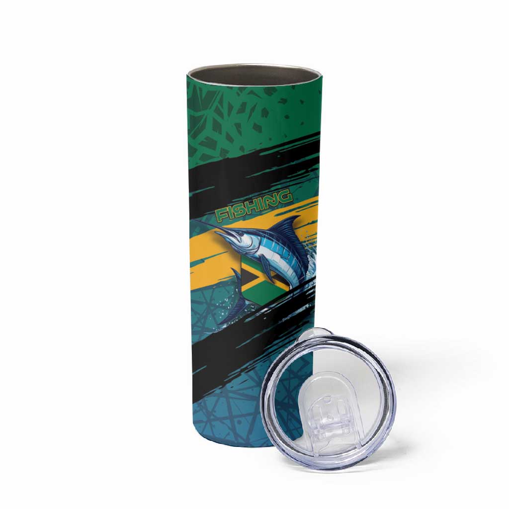 Personalized Afro-Jamaicans Fishing Skinny Tumbler Blue Marlin Fish