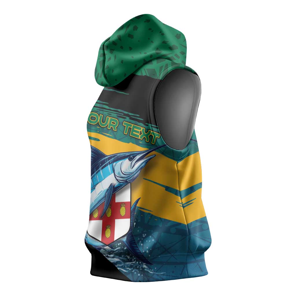 Personalized Afro-Jamaicans Fishing Sleeveless Hoodie Blue Marlin Fish