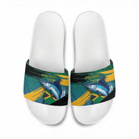 Afro-Jamaicans Fishing Slide Sandals Blue Marlin Fish